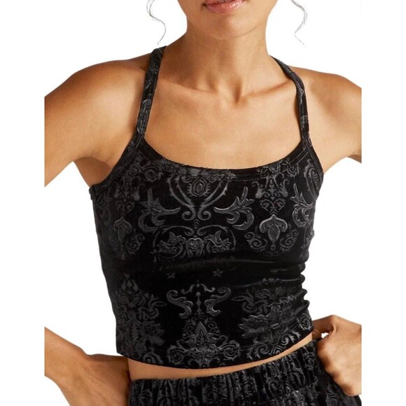 Women’s Beyond Yoga Slim Racerback Cropped Tank Black Velvet Floral Medium M - Picture 1 of 6